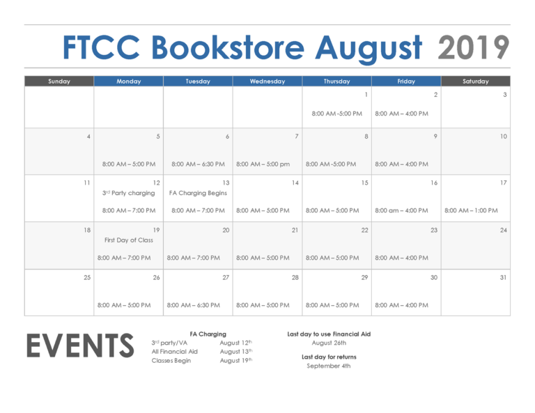 FTCC Bookstore Fall 2019 Fayetteville Technical Community College