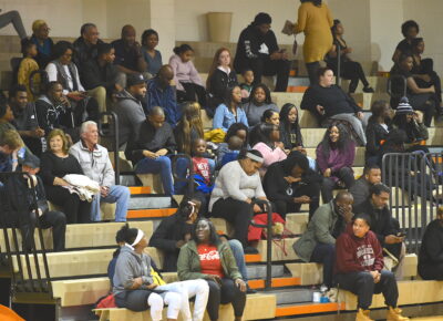 Basketball fans in stands