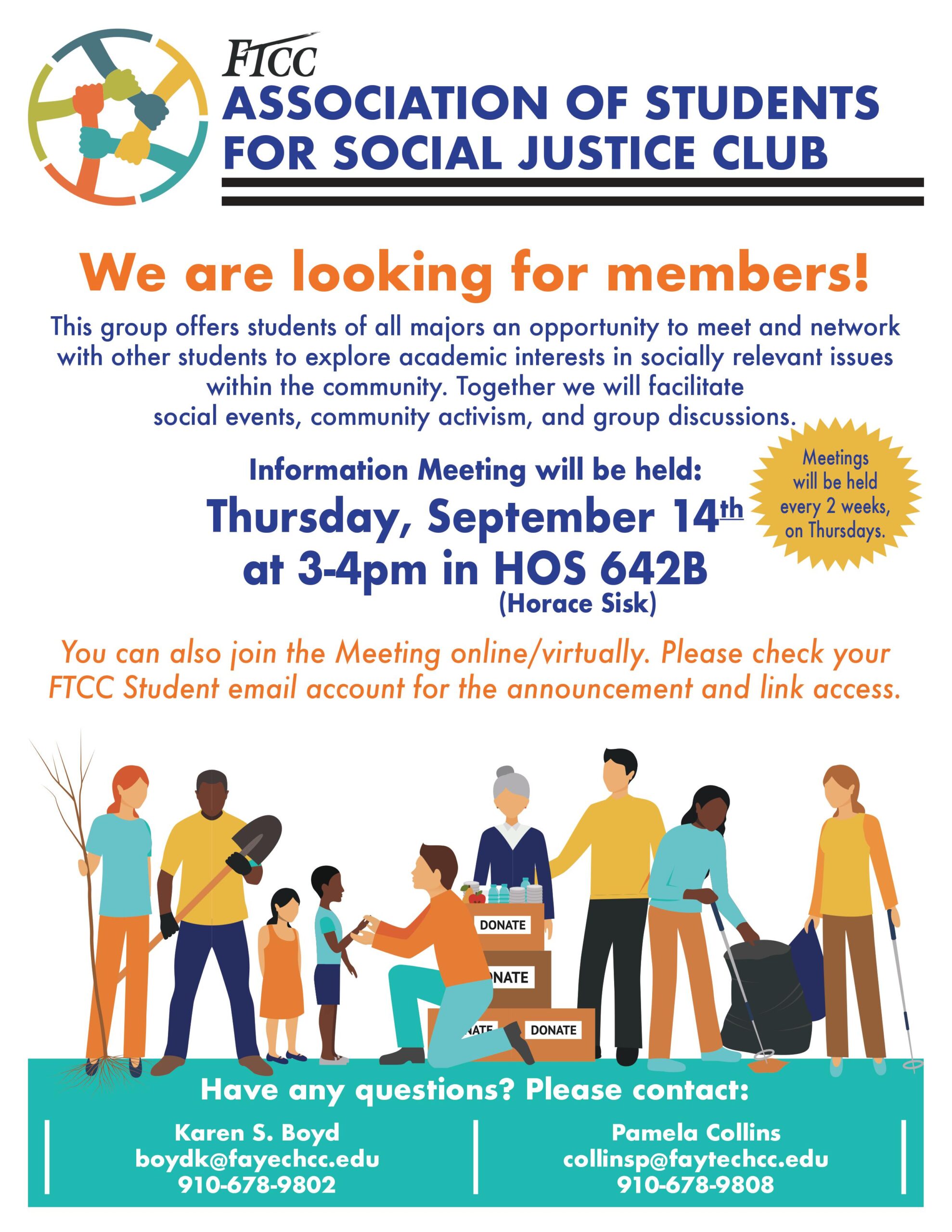Association of Students for Social Justice Club meeting flyer