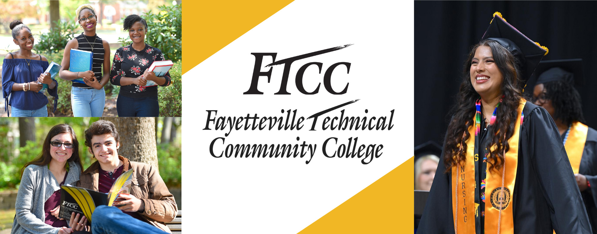 Collage image featuring students of Fayetteville Technical Community College in various settings, and the Strategic Initiatives logo in the center.