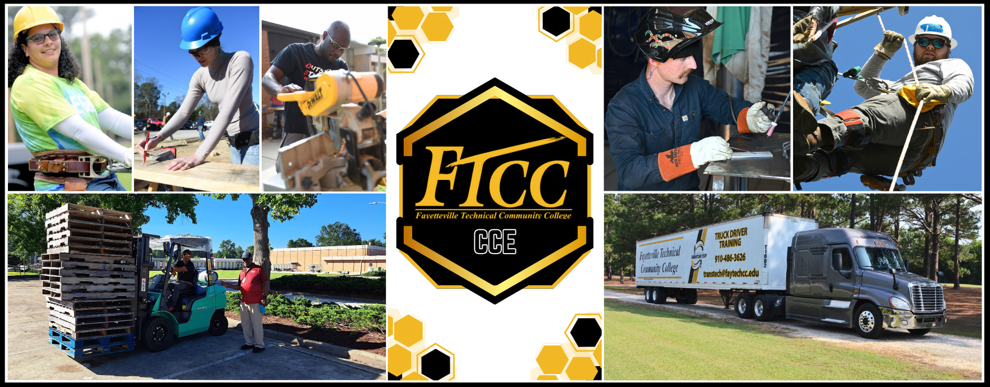 FTCC Continuing Education programs: construction, welding, logistics, truck driving, and skilled trade training activities.