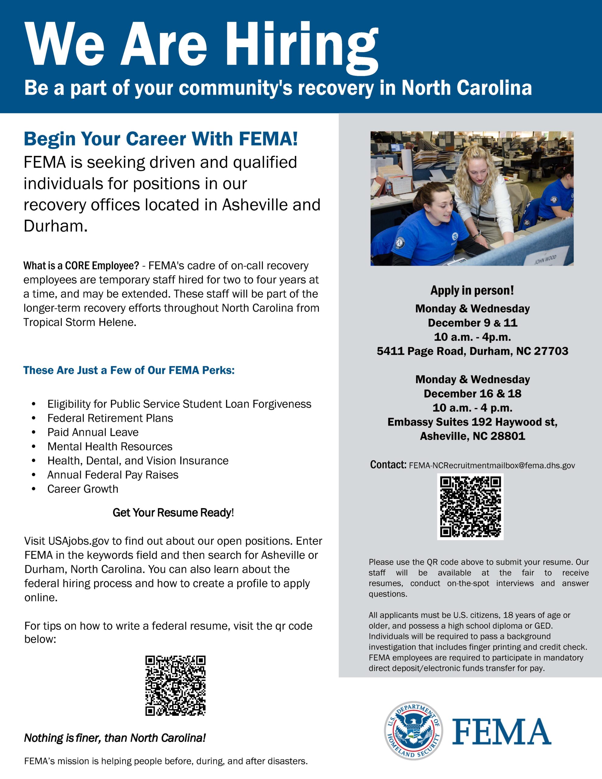 Fema Nc Recruitment Flyer1 11.27.2024 Final