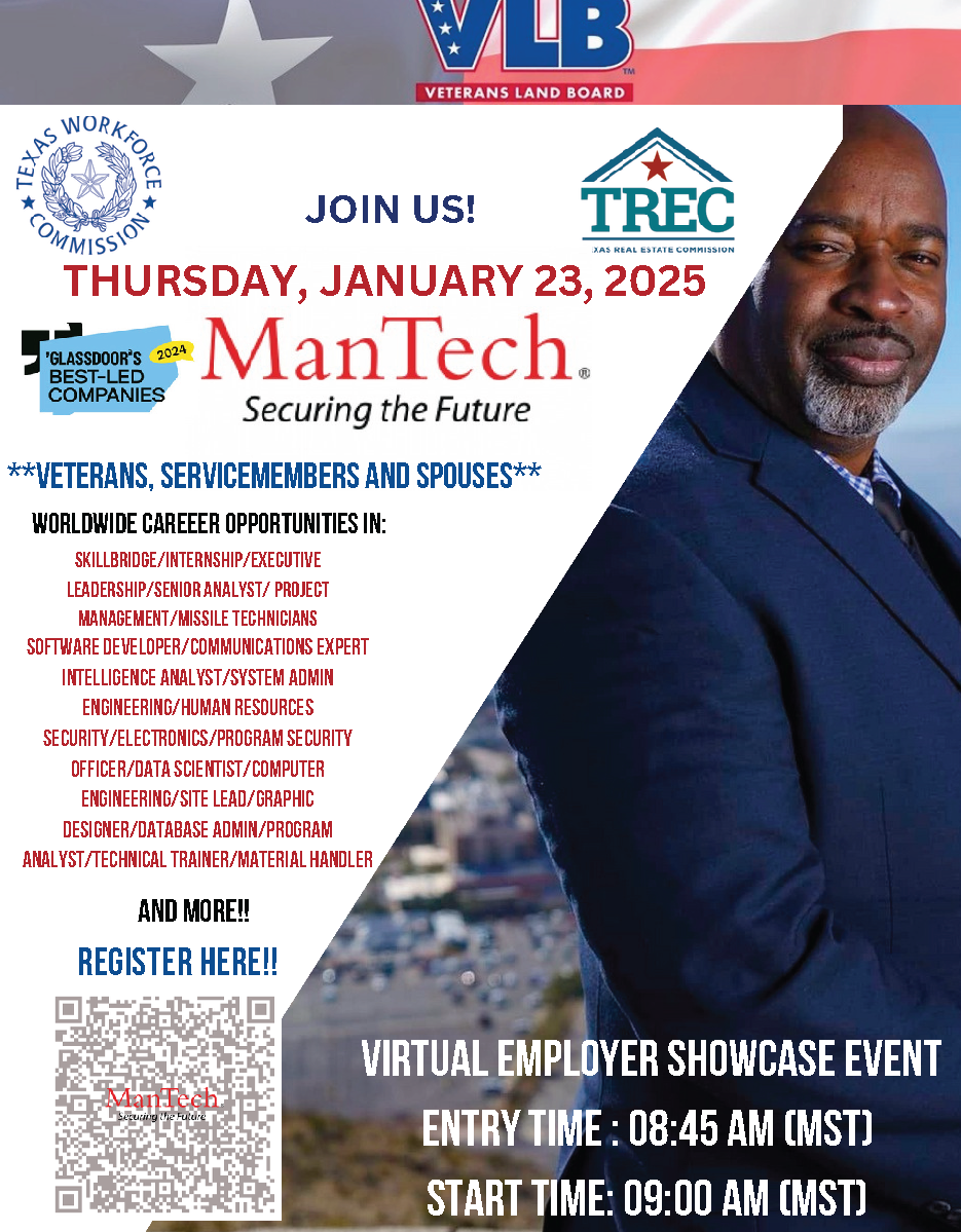 Veterans Servicemembers And Spouses Career Fair With Mantech January 23 2025