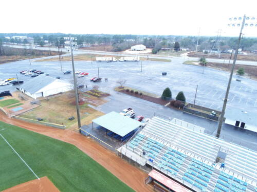 Parking lot view of JP Riddle Stadium