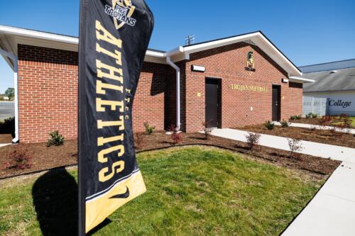 The brick FTCC Softball Fieldhouse.