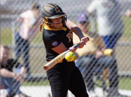 A FTCC batter connects with a pitch.